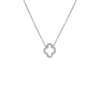 PRIMROSE Sterling Silver Pave Cubic Zirconia Cut-Out Flower Cable Chain Necklace