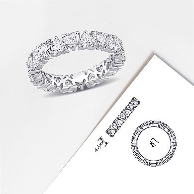 Stella Grace Sterling Silver Lab-Created Moissanite Heart Eternity Ring