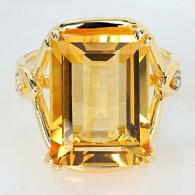 Stella Grace 18k Gold Over Silver Citrine & White Topaz Cocktail Ring