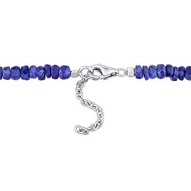 Stella Grace Sterling Silver Fancy Blue Sapphire Beaded Bracelet