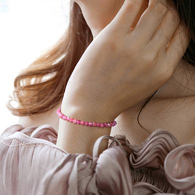 Stella Grace 18k Rose Gold Over Silver Pink Tourmaline Facetted Bead Bracelet