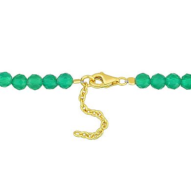 Stella Grace 18k Gold Over Silver Green Onyx Facetted Bead Bracelet