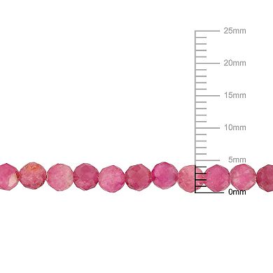 Stella Grace 18k Rose Gold Over Silver Pink Tourmaline Facetted Bead Necklace