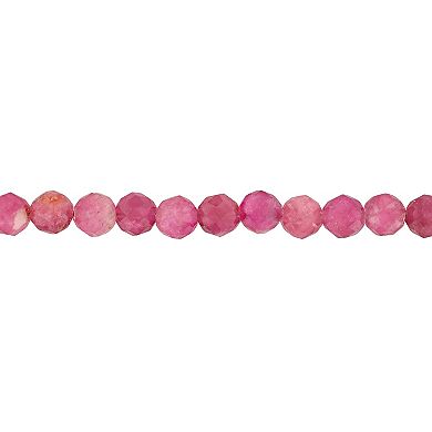 Stella Grace 18k Rose Gold Over Silver Pink Tourmaline Facetted Bead Necklace