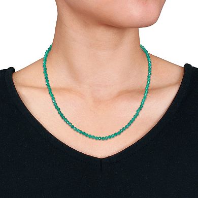 Stella Grace 18k Gold Over Silver Green Onyx Facetted Bead Necklace