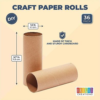 36 Pack Brown Cardboard Tubes For Crafts, Diy Craft Paper Roll (1.6 X 4.7 In)