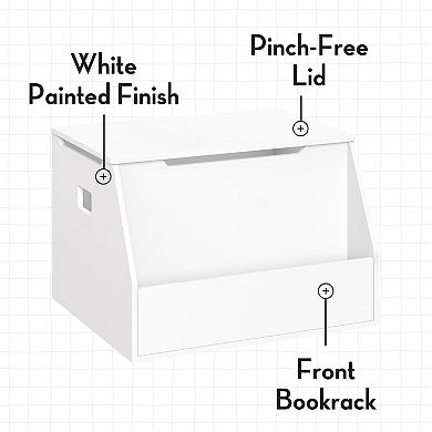 RiverRidge Kids Toy Storage Box with Front Bookrack