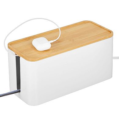 mDesign Small Cable Management Box Organizer for Cords and Wires