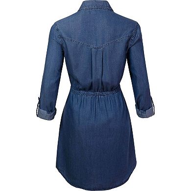 Women's Denim Long-sleeve Jean Shirt Dress