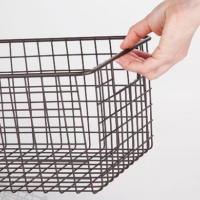 mDesign Metal Wire Food Organizer Storage Bins with Handles