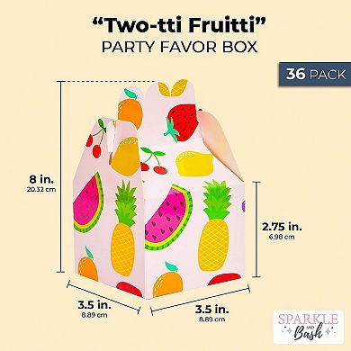 Twotti Frutti Party Favor Boxes, 2nd Birthday Decorations (8 In, 36 Pack)