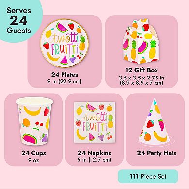 Tutti Frutti 2nd Birthday Party Dinnerware And Decor (serves 24, 111 Pieces)