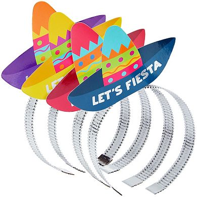 24-pack Lets Fiesta Sombrero Headbands, For Mexican Theme Parties, 4 Designs