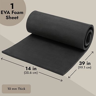 Black High Density Cosplay Eva Foam, 10mm Sheet For Costumes, Crafts, 14 X 39 In