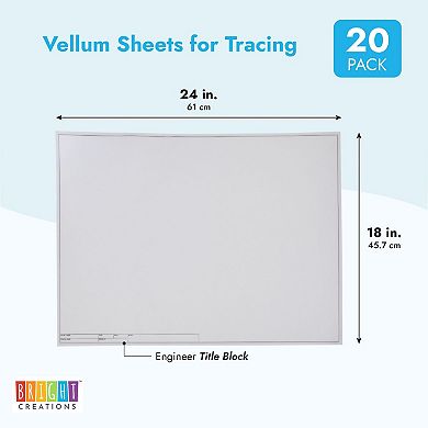 20x Translucent Tracing Vellum Drafting Paper Sheets With Engineer Title Block