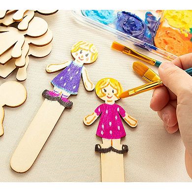 300 Pack Unfinished People Shaped Wooden Popsicle, Wood Craft Sticks, 5.8x2x0.1"