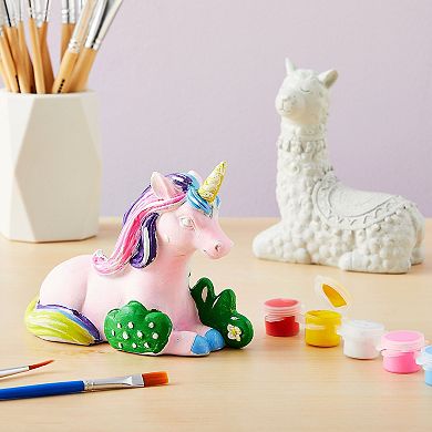 16 Pcs Unicorn Llama Ceramic Painting Kit For Kids With Paint Strips Brush