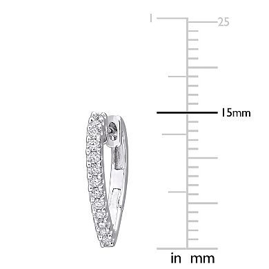 Stella Grace Sterling Silver 1/3 Carat T.W. Lab-Created Moissanite Heart Hoop Earrings
