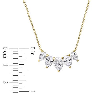 Stella Grace 18k Gold Over Silver Lab-Created White Sapphire Pear-Cut Stone Necklace