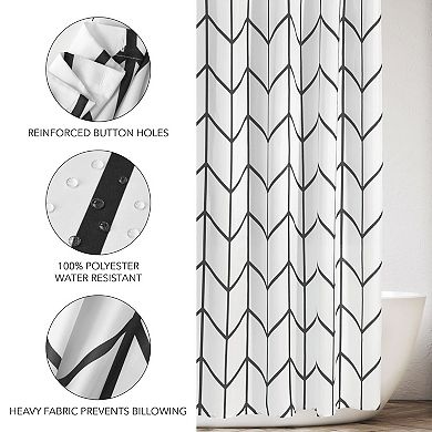 mDesign Fabric Herringbone Chevron Print Shower Curtain 72" x 72"