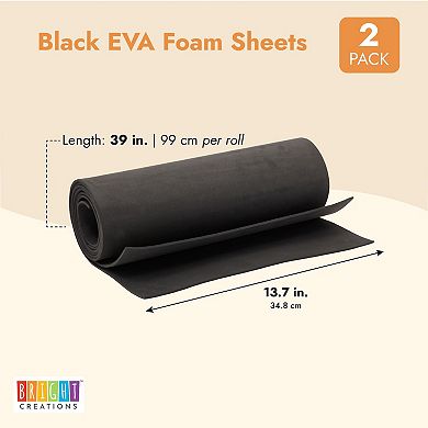 2 Pack Black Eva Foam Roll, 3mm High Density Sheets For Crafts, Cosplay, 14x39"