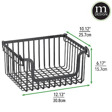 mDesign Stackable Food Organizer Storage Basket, Open Front - 2 Pack