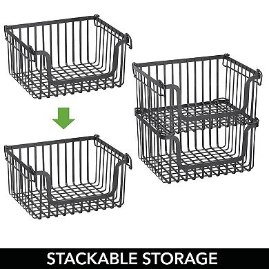 mDesign Stackable Food Organizer Storage Basket, Open Front - 2 Pack