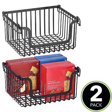 mDesign Stackable Food Organizer Storage Basket, Open Front - 2 Pack