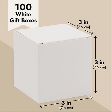 100 White Gift Box Wrapping Paper Container W/ Lid For Party Wedding Favor 3x3x3