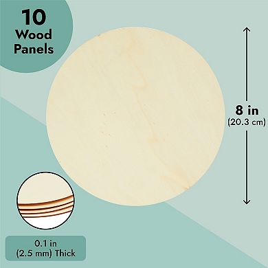 10 Pack 8 Inch Unfinished Wood Circles For Crafts, Engraving, Round Wooden Discs