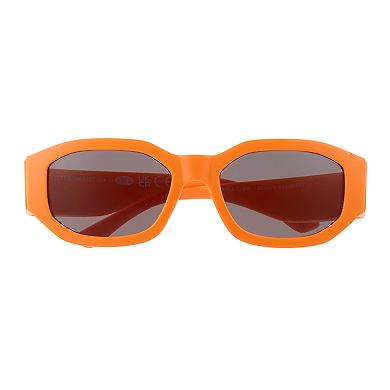 Women's Cali Blue Plastic Oval Orange Sunglasses