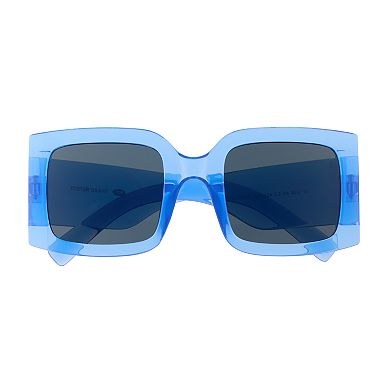 Women's Cali Blue Plastic Rectangle With Smoke Lens Sunglasses