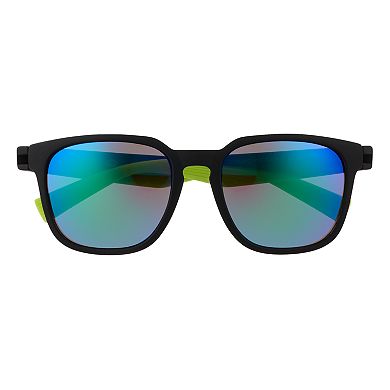 Men's Cali Blue Plastic Square With Mirror Lens Sunglasses