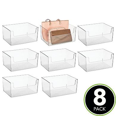 mDesign Closet Plastic Storage Organizer Bin with Open Dip Front, 8 Pack