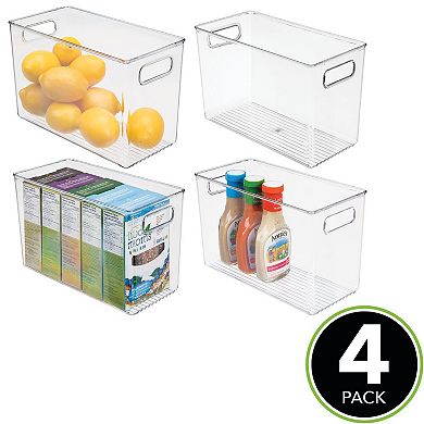 mDesign 12" x 6" x 7.75" Clear Plastic Kitchen Food Storage Organizer Bin - 4 Pack