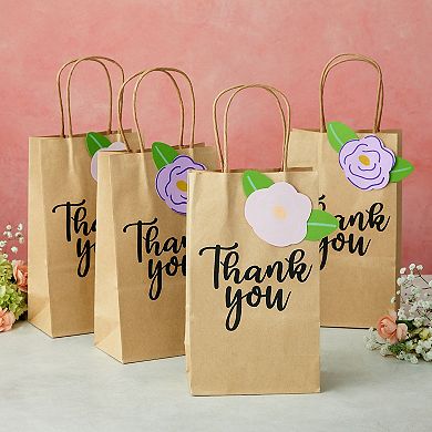 100-pack Small Thank You Gift Bags With Handles, Brown, 9x5.3x3.15 In