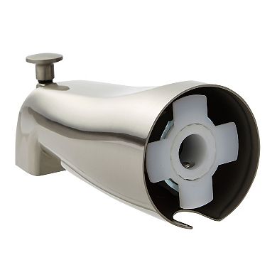 Brushed Nickel Bathtub Spout With Diverter, Slip-fit Connection, 2.5 X 5 In