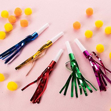 50 Pack Party Noise Makers, Foil Party Blowers, New Years Party Favors, 5 Colors