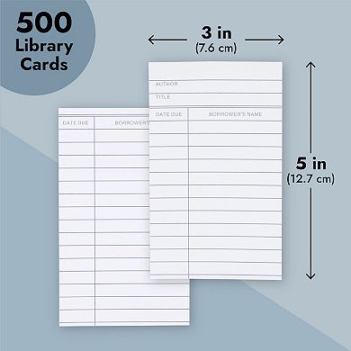 500 Pack Checkout Library Cards For Book Checkouts, Cds, Vinyl Records, 3x5"