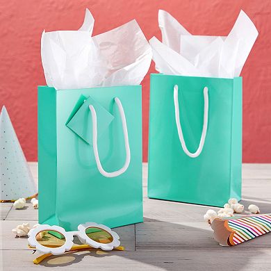 20-pack Small Teal Gift Bags With Tissue Paper, 7.9 X 5.5 X 2.5 In
