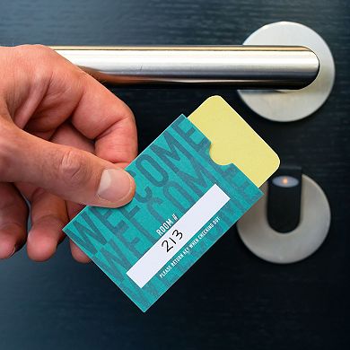 500 Pack Hotel Key Card Envelopes, Welcome Guests (teal, 2.4x3.5 In)