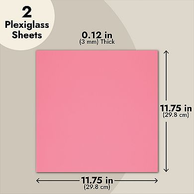 2-pack 12x12-inch Square Opaque Acrylic Plexiglass Sheet, Pink