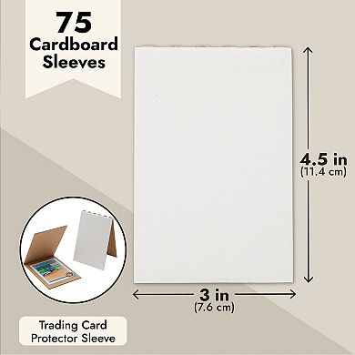 75 Pack Cardboard Sleeves For Shipping Supplies, Trading Cards, 3 X 4.5" Folders