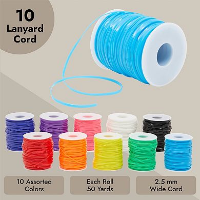 50 Yards Each Plastic Gimp String In 10 Colors For Crafting, 10 Spools