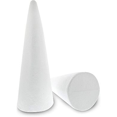 2 Pack Foam Cones For Crafts, Holiday Decor, Handmade Gnomes, 5.25x14.5"