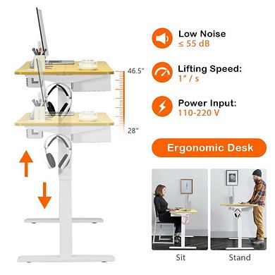 Electric Standing Adjustable Desk with Control Panel and USB Port