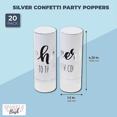 20-pack Silver Foil Confetti Party Shakers For Wedding Reception, White