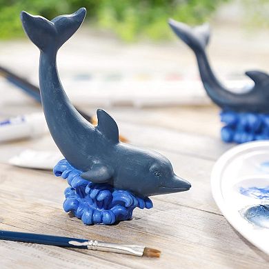 2 Pack Polyresin Unpainted Dolphin For Home Décor And Ocean Lovers, 3.5" X 5"