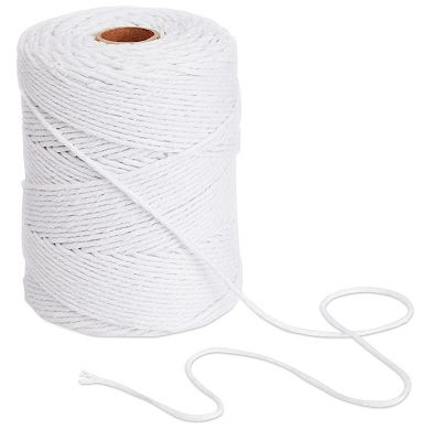 200 Yards Of 2mm Macrame Cord For Crafts, White Cotton String For Gift Wrapping