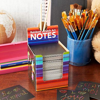 Rainbow Scratch Off Notes With 2 Wood Styluses Sticks (3.5 In, 300 Sheets)